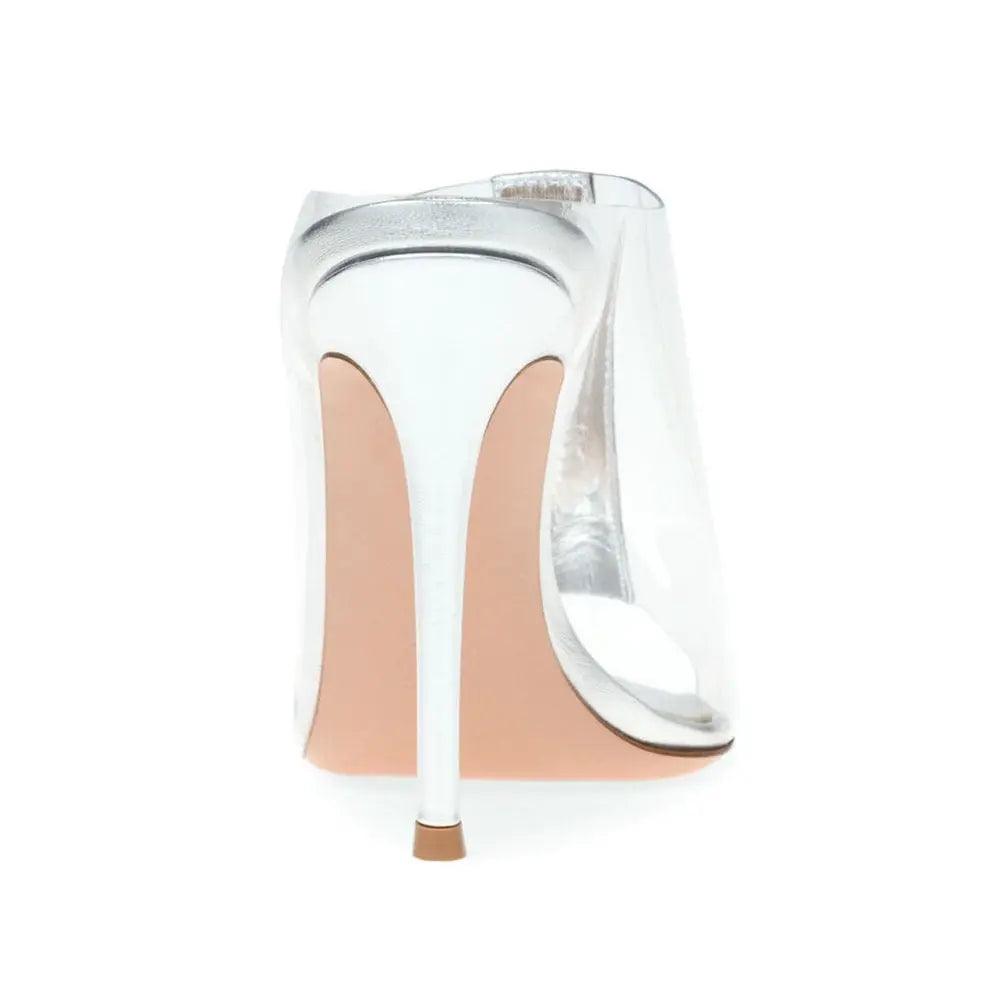 One-Line Rhinestone Pointed Fish Mouth Sexy High-Heeled Slippers eprolo