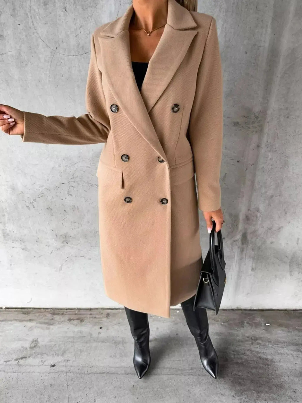 Double-Breasted Longline Coat - DaisyDrop 