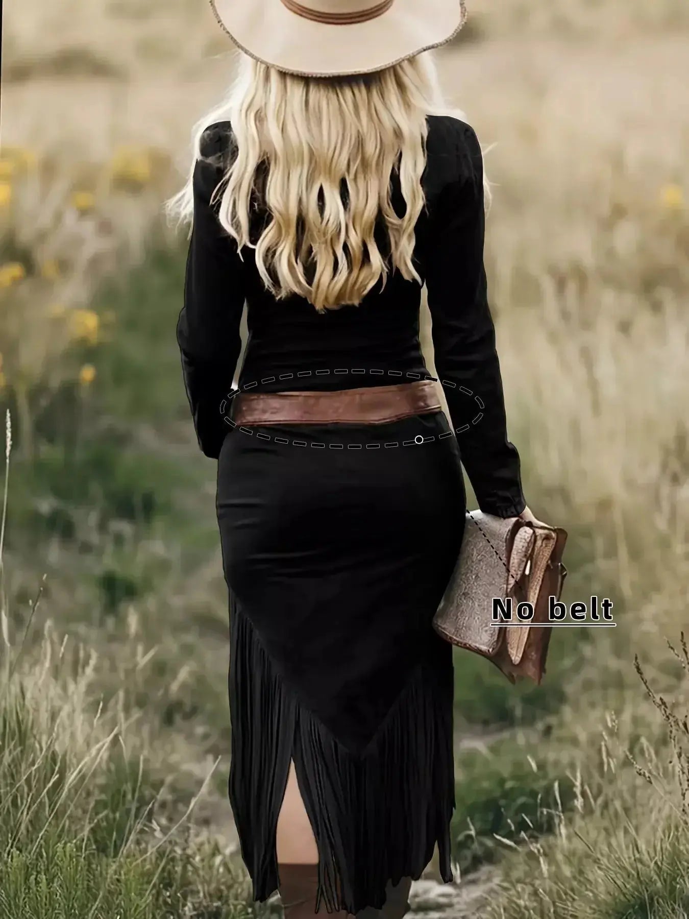 Fringe Zip Front Long Sleeve Dress - DaisyDrop 