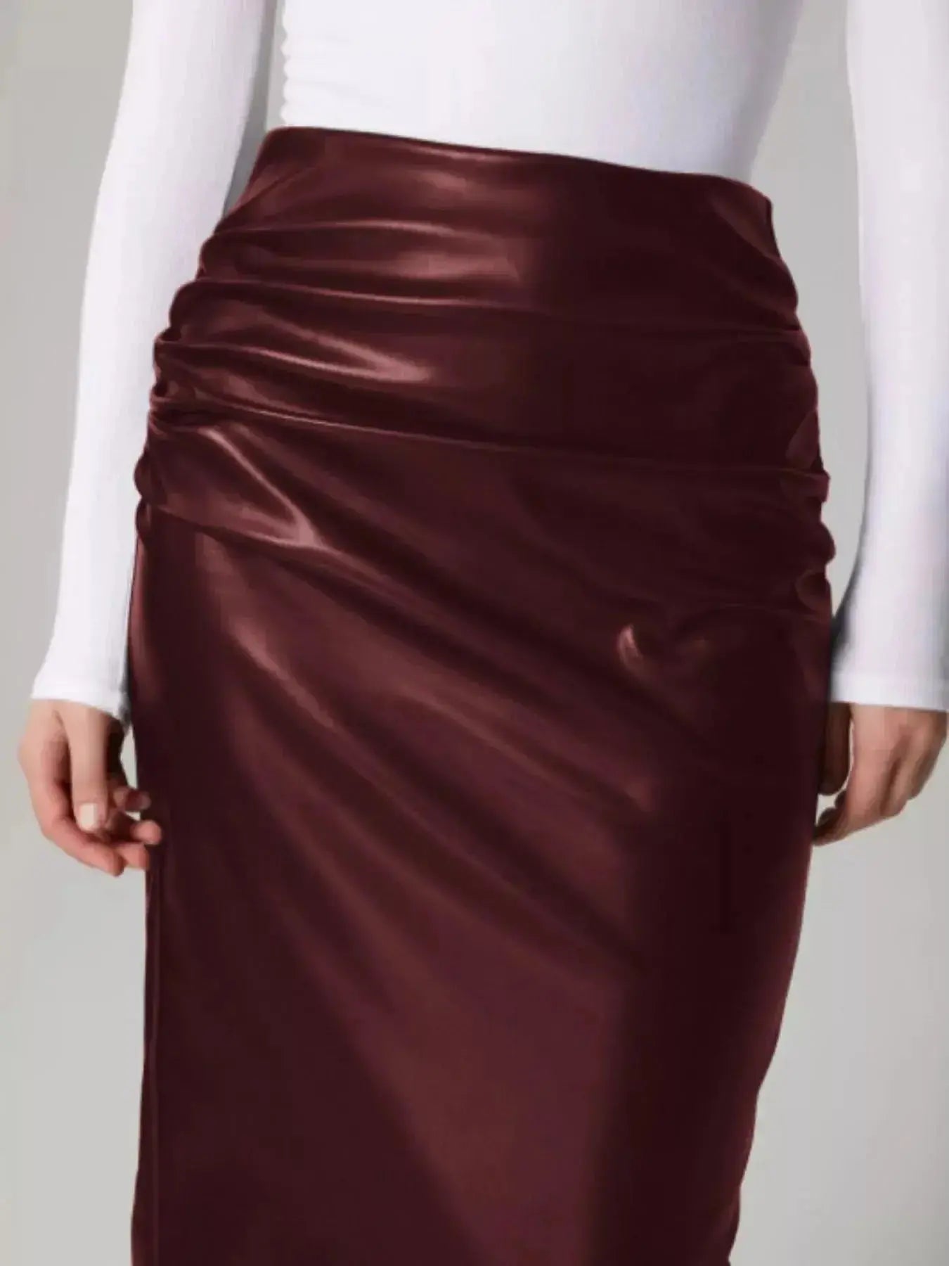 Slit Back Leather Skirt - DaisyDrop 