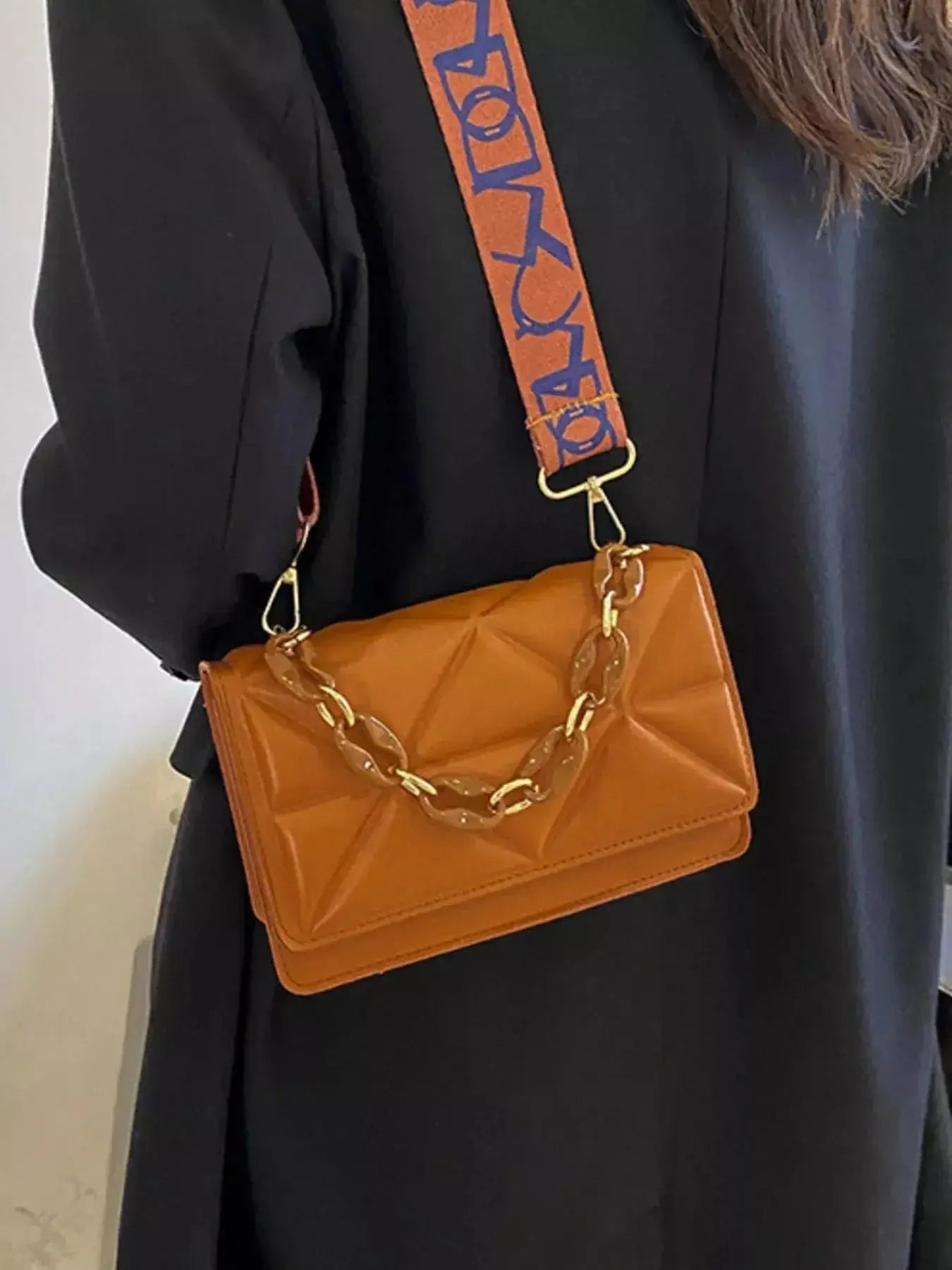 Quilted Adjustable Strap Crossbody Bag - DaisyDrop 