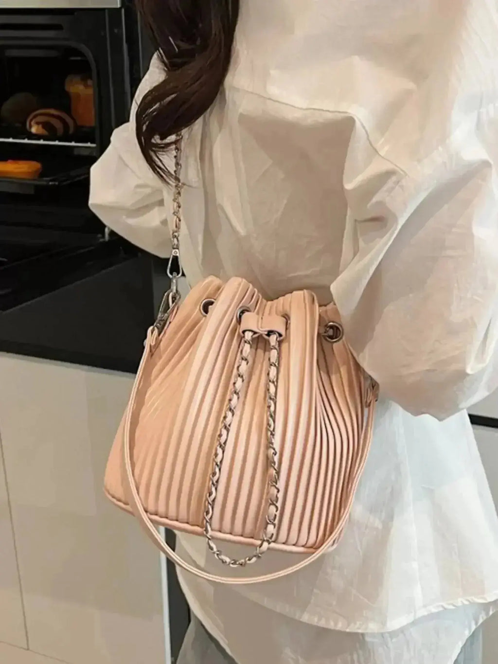 Pleated Bucket Crossbody Bag - DaisyDrop 