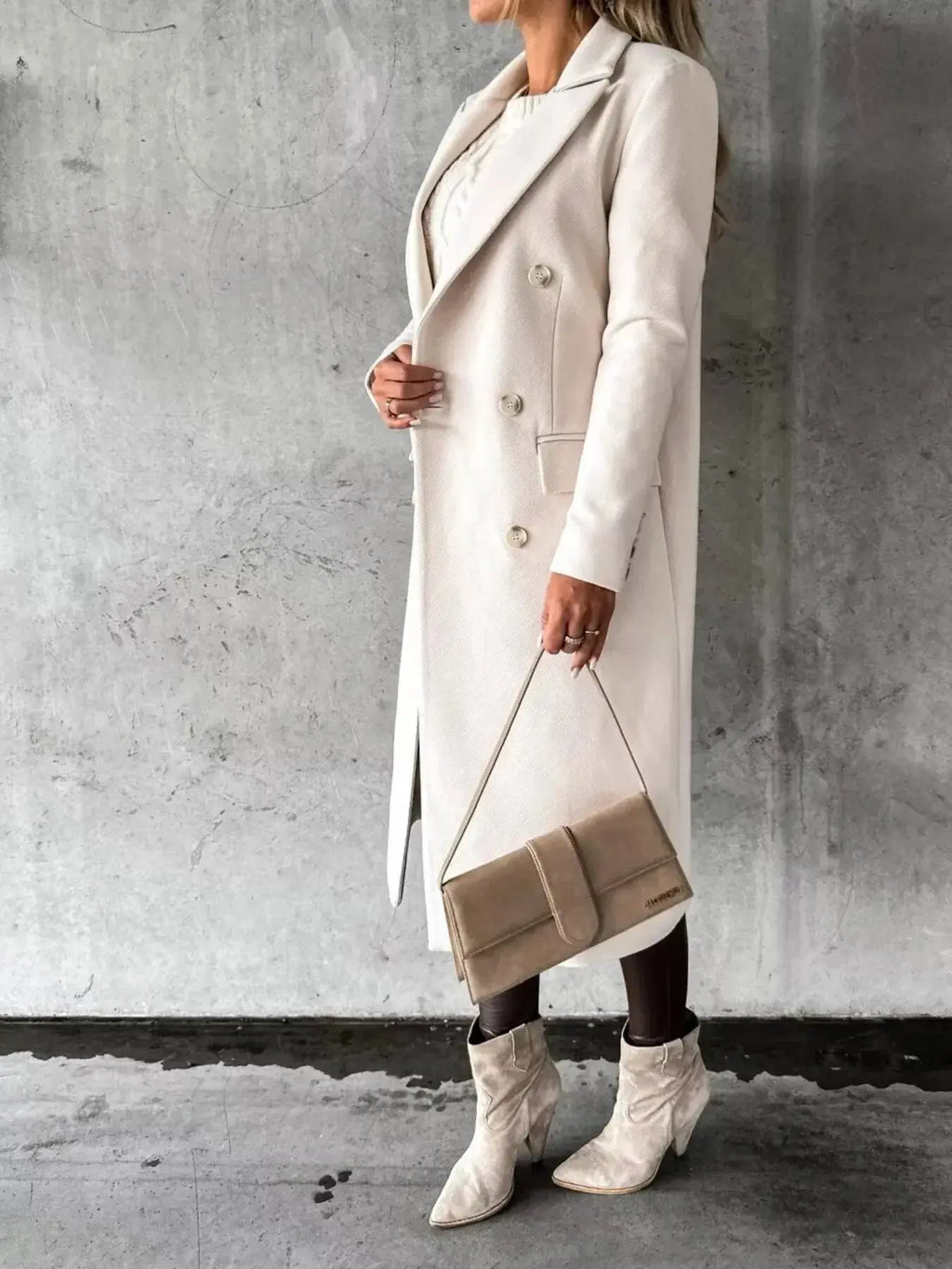 Double-Breasted Longline Coat - DaisyDrop 
