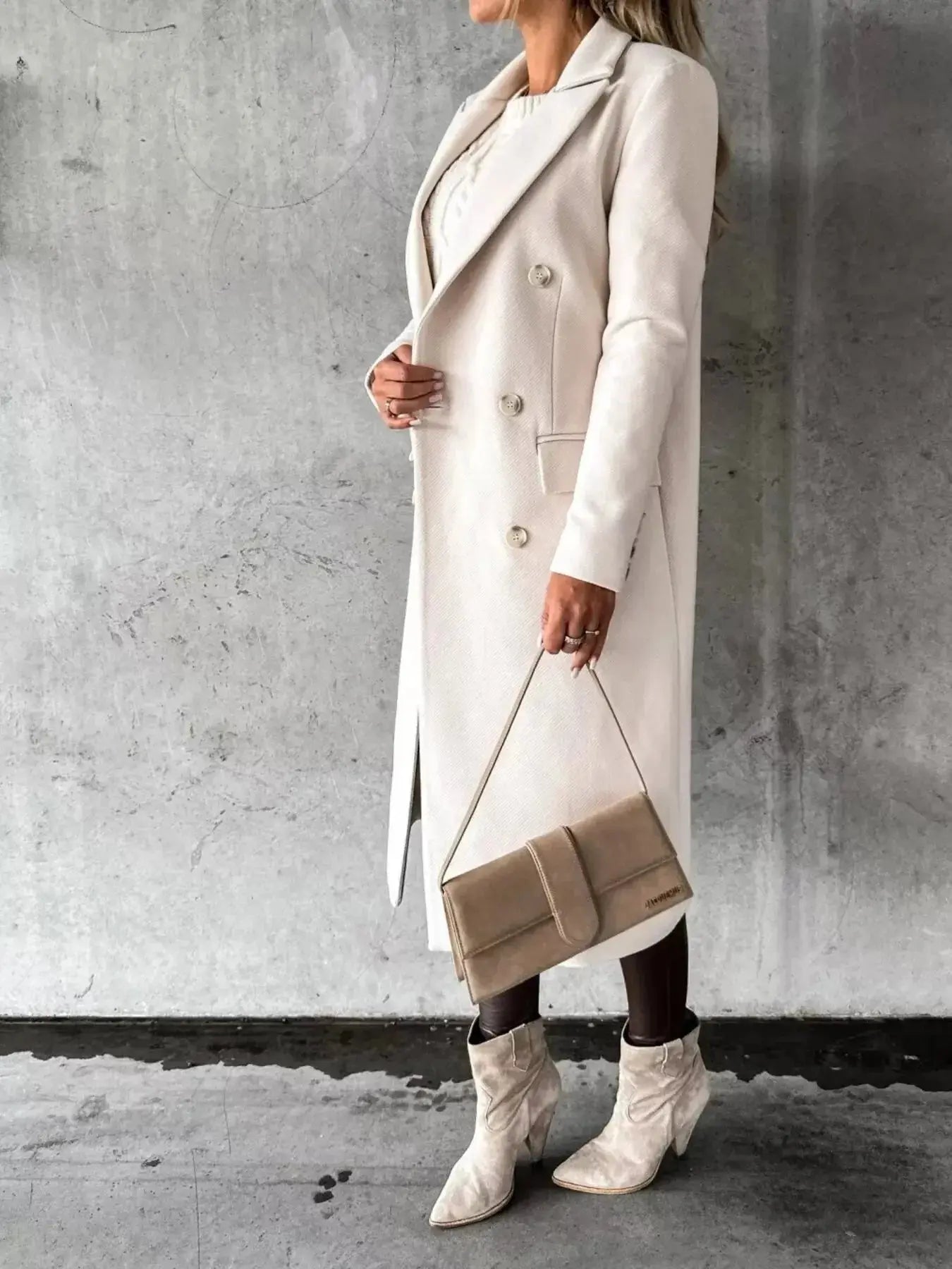 Double-Breasted Longline Coat - DaisyDrop 