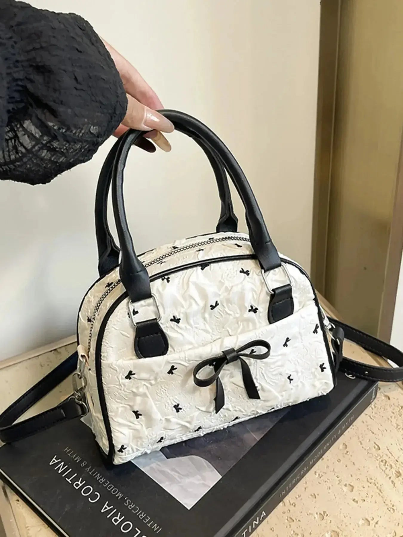 Ruched Bow Crossbody Bag - DaisyDrop 