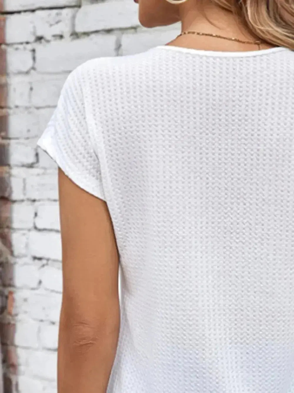 V-Neck Cap Sleeve Blouse - DaisyDrop 