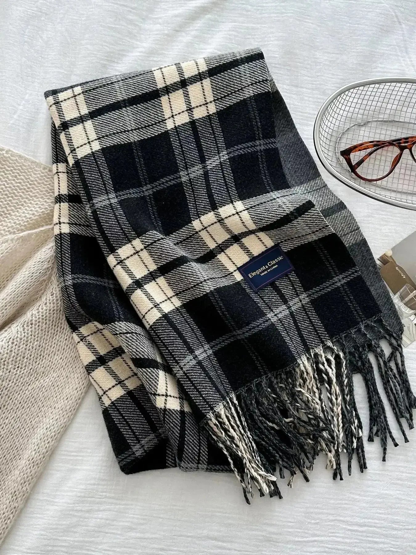 Classic Fringe Plaid Scarf - DaisyDrop 