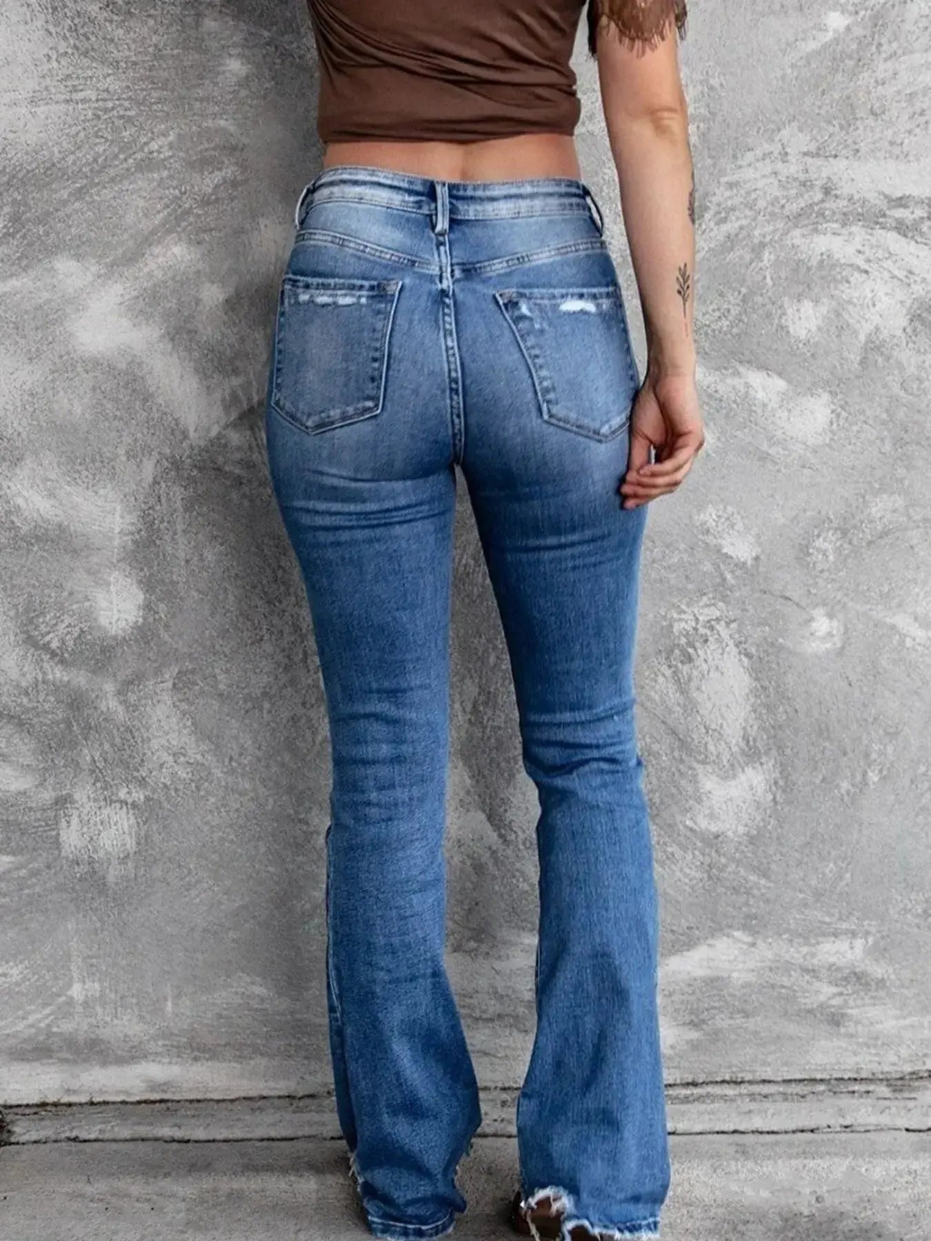 Distressed Flare Jeans - DaisyDrop 