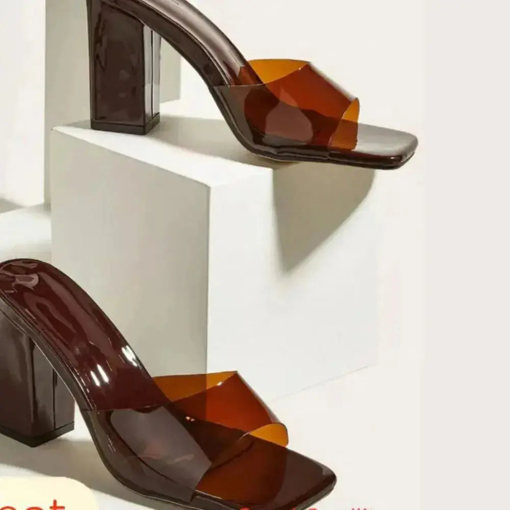 Square Toe Block Heels Sandals - DaisyDrop 