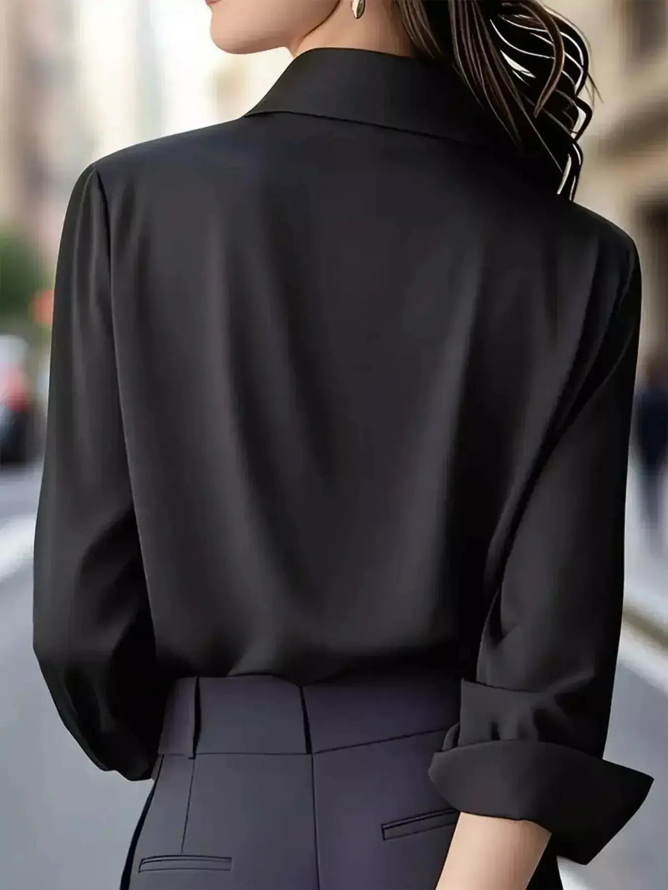 Button Down Collared Neck Long Sleeve Shirt - DaisyDrop 