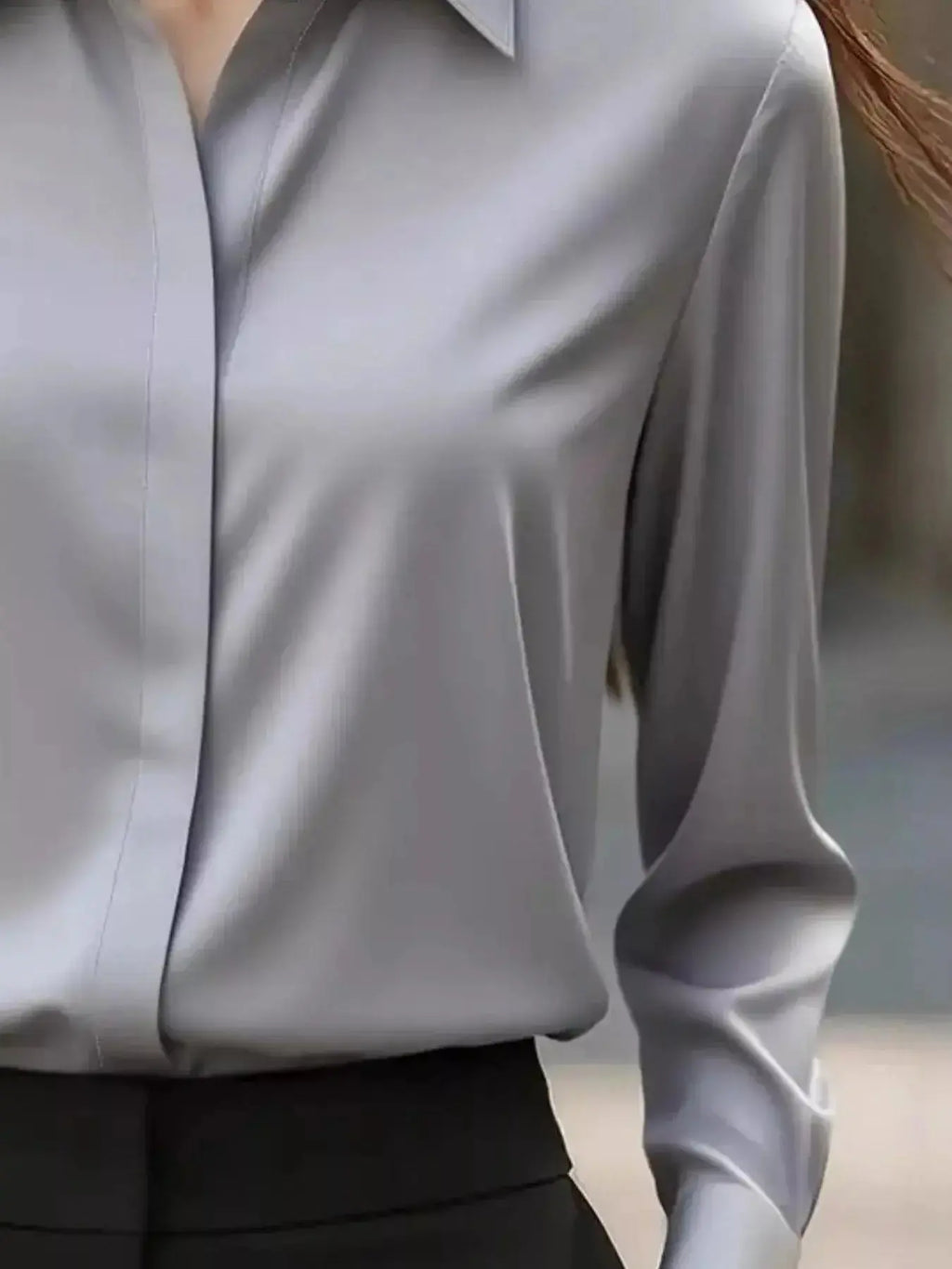 Button Down Collared Neck Long Sleeve Shirt - DaisyDrop 