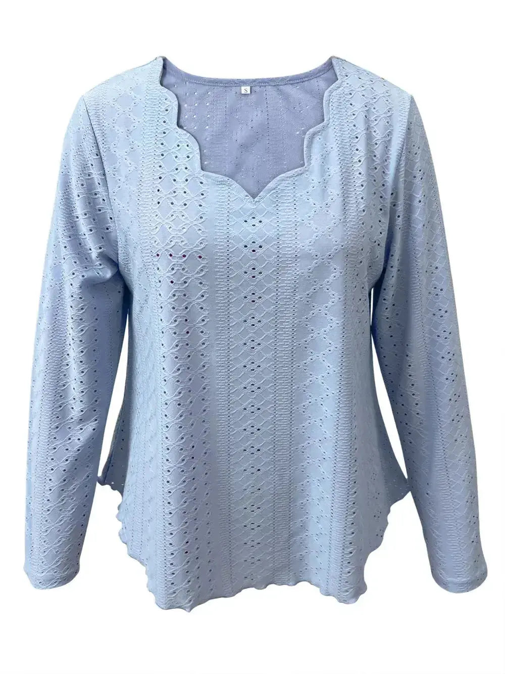 Eyelet Long Sleeve Blouse - DaisyDrop 