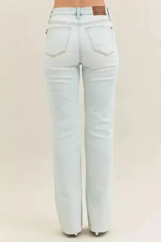 Judy Blue Full Size Destroy & Fray Hem Bootcut Jeans Plus Size - DaisyDrop 