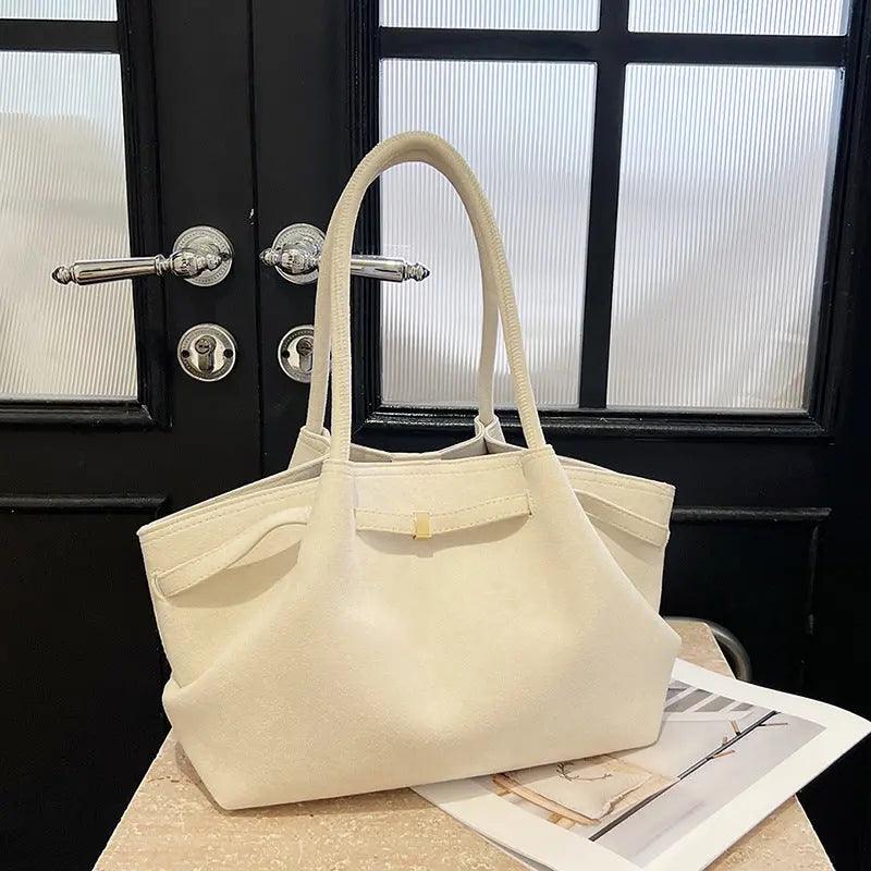 Suede tote bag for women large capacity commuting retro handbag eprolo
