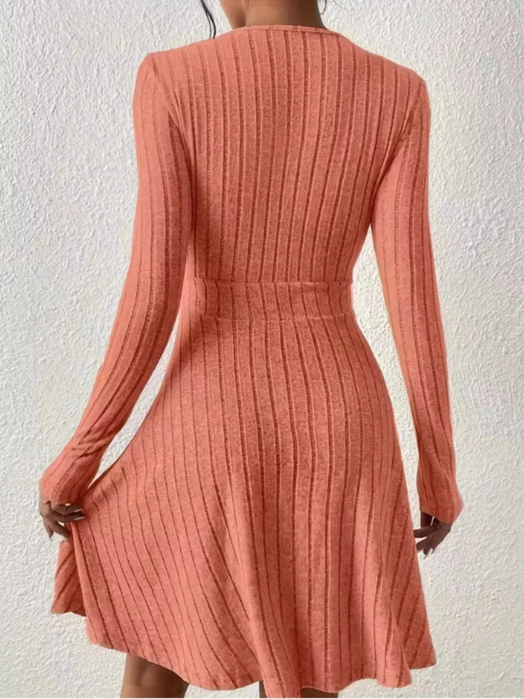 Ribbed Knit Wrap Mini Dress - DaisyDrop 