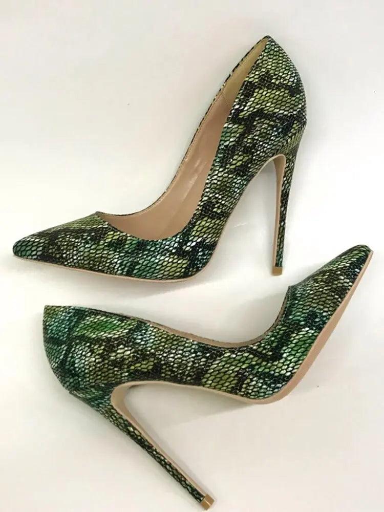 Tikicup Green Python Pattern Embossed Women Sexy Stilettos High Heels eprolo