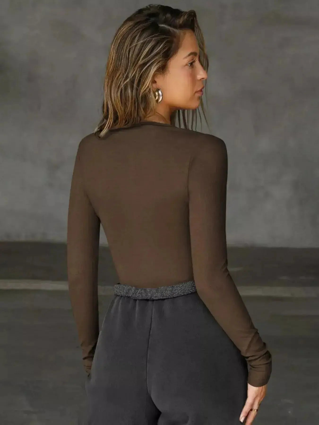 Deep V-Neck Long Sleeve Top - DaisyDrop 