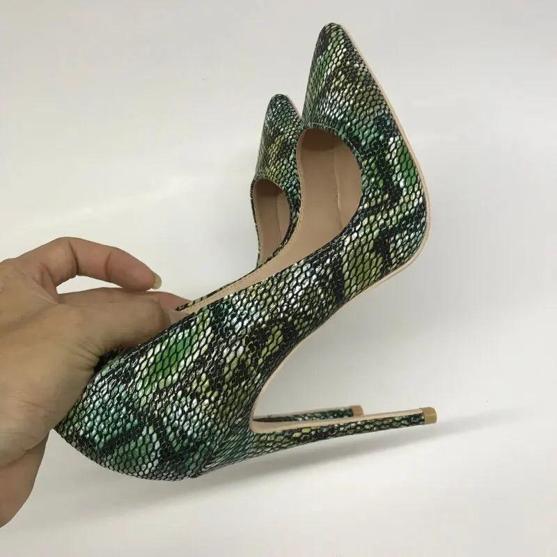 Tikicup Green Python Pattern Embossed Women Sexy Stilettos High Heels eprolo