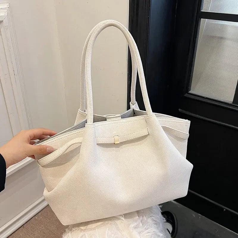Suede tote bag for women large capacity commuting retro handbag eprolo
