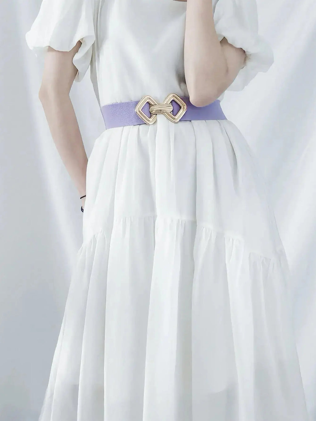 Geometric Buckle Elastic Wide Belt - DaisyDrop 