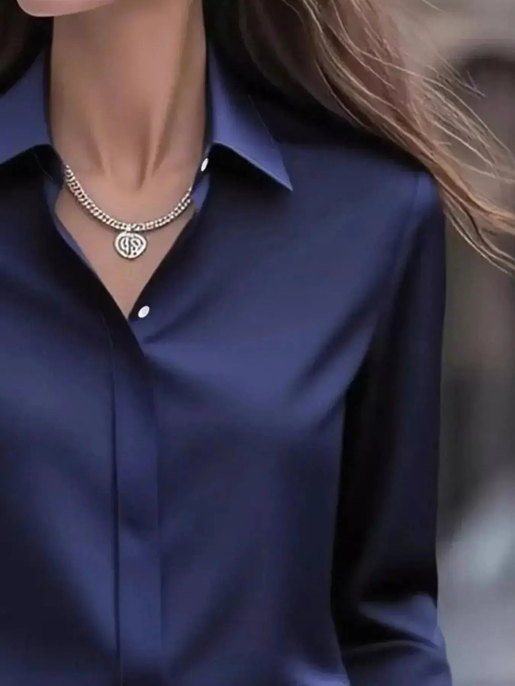 Button Down Collared Neck Long Sleeve Shirt - DaisyDrop 