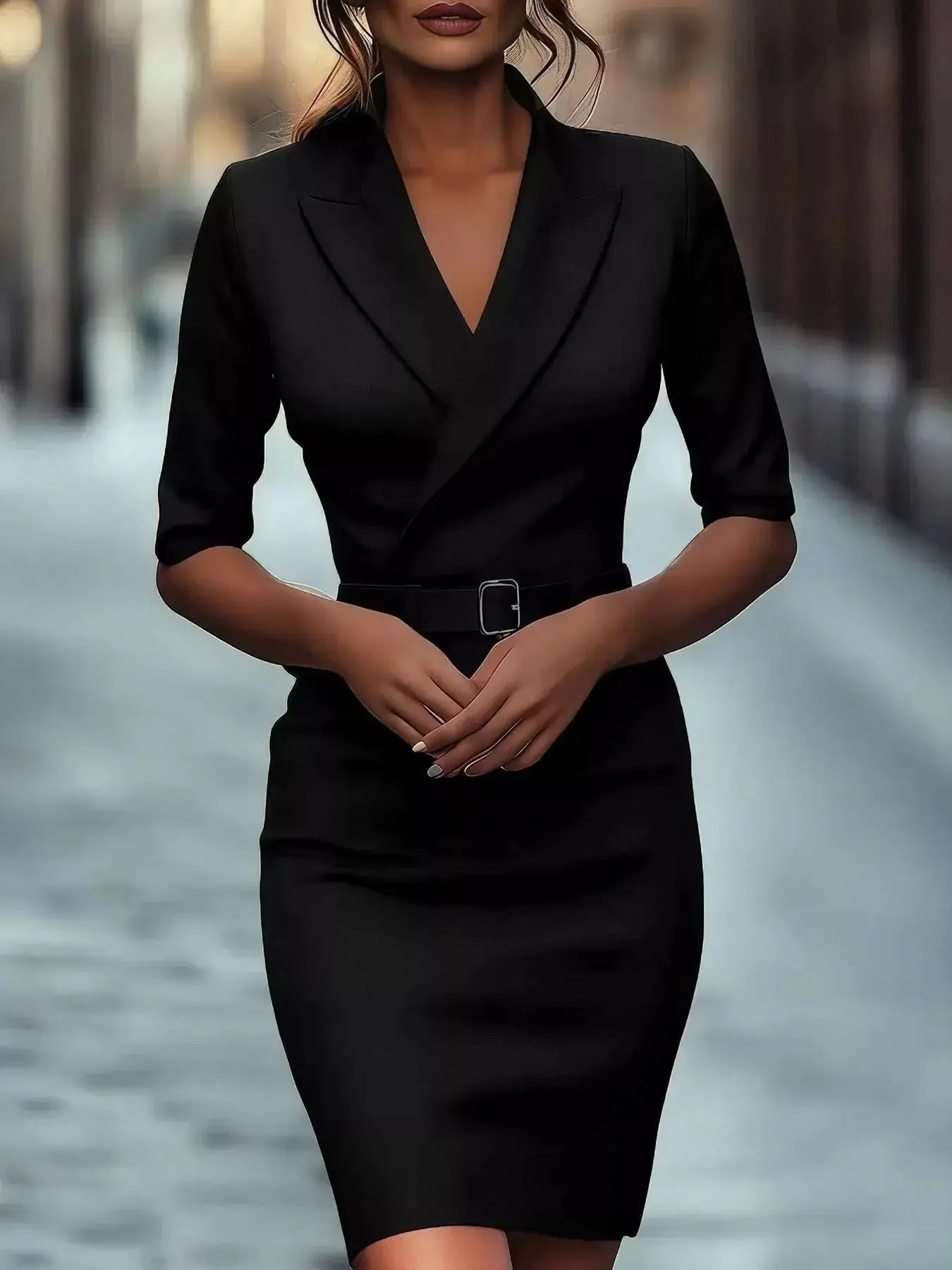 Surplice Half Sleeve Dress - DaisyDrop 