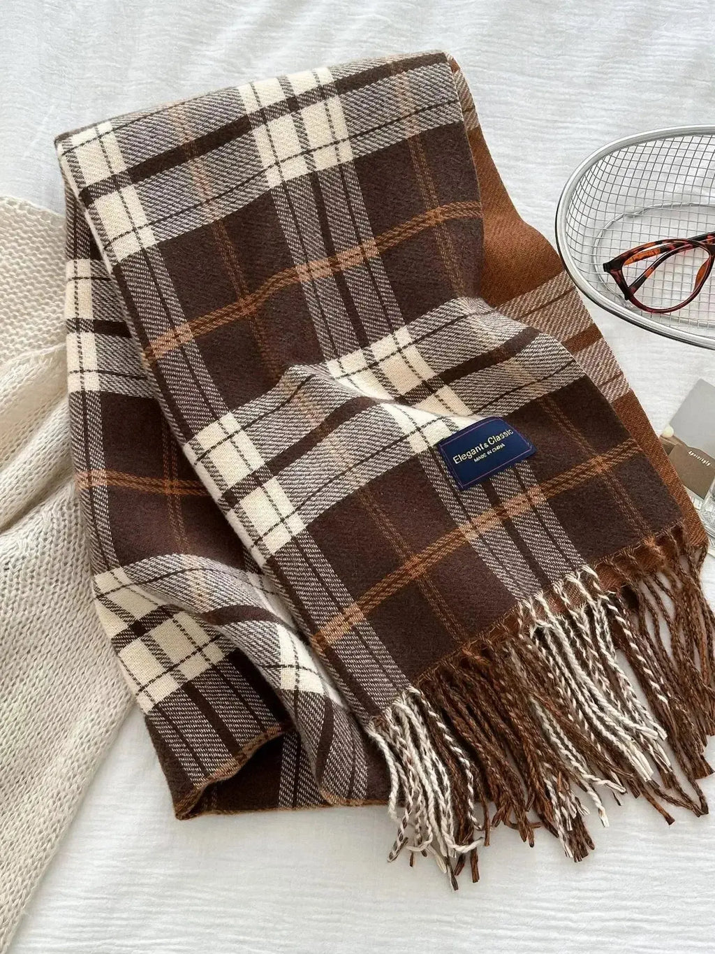 Classic Fringe Plaid Scarf - DaisyDrop 