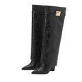 Genuine Leather  Metal Decoration Women's high boots
