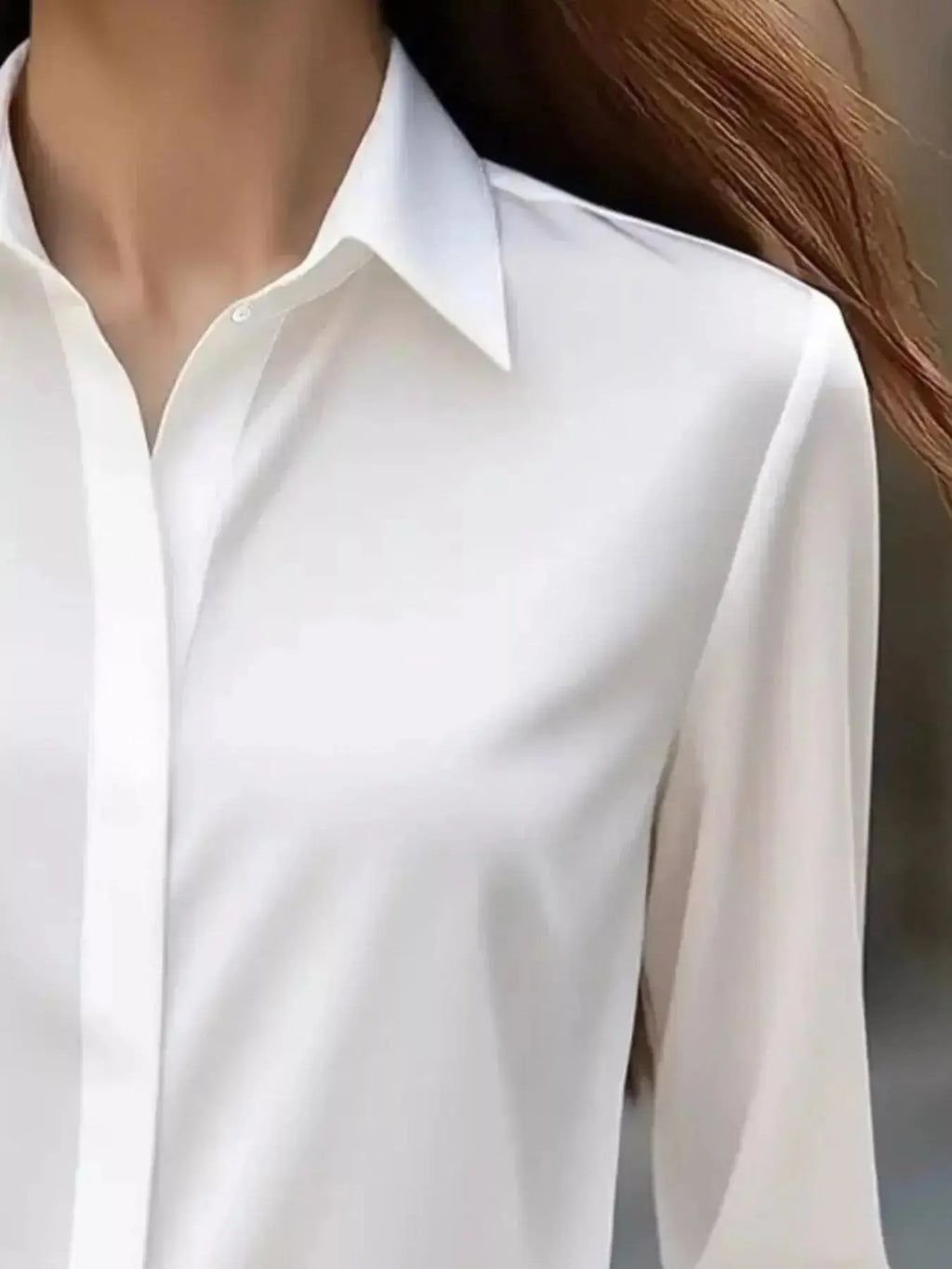 Button Down Collared Neck Long Sleeve Shirt - DaisyDrop 