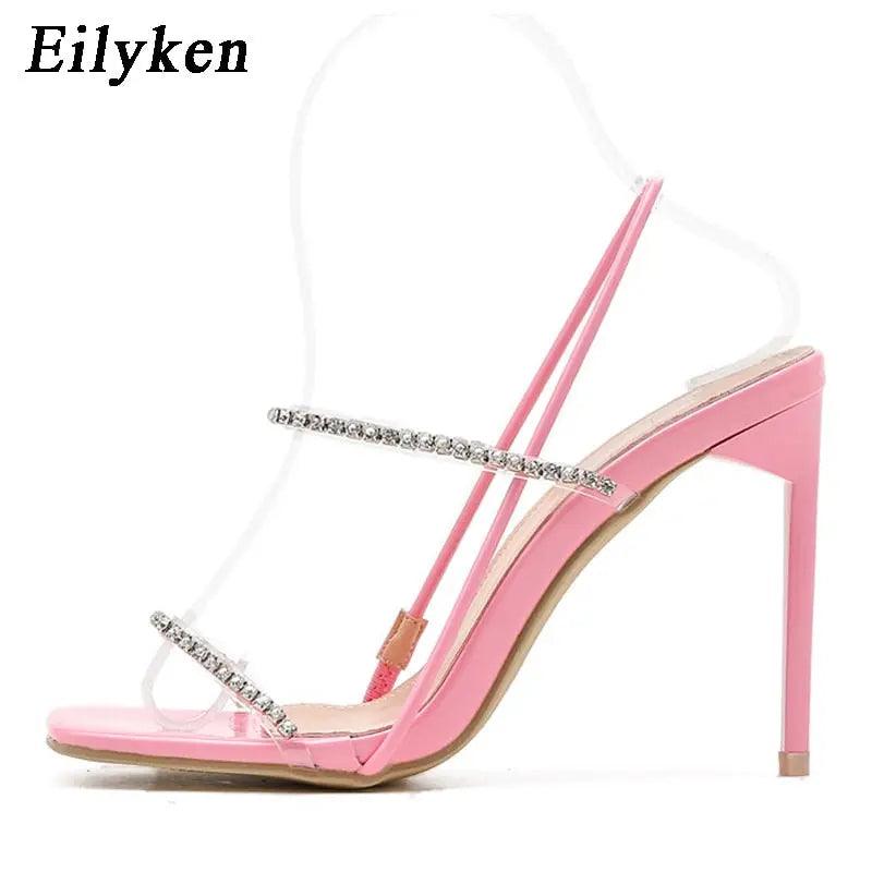 New Back Strap Sandals Crystal Rhinestone Stiletto High Heels eprolo