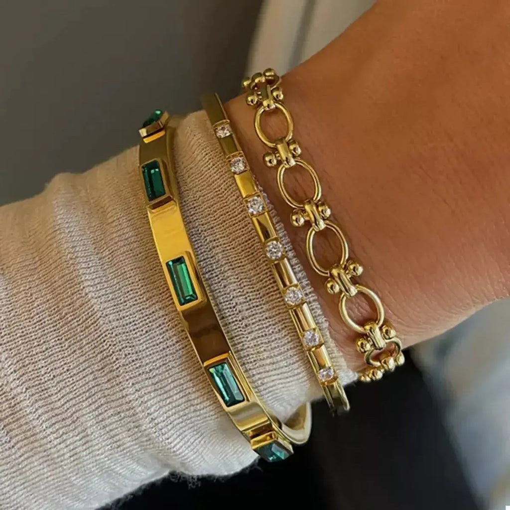 18K Gold-Plated Stainless Steel Zircon Bracelet - DaisyDrop 