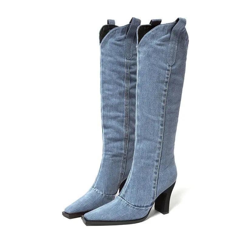 New Denim Ladies Non-slip Boots Fashion Thick-soled Spring Thigh High Boots Women Fashion Casual Shoes Boots eprolo