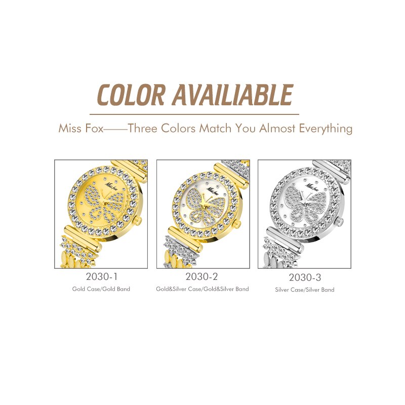 MISSFOX 2030 Luxury Butterfly Women Watches