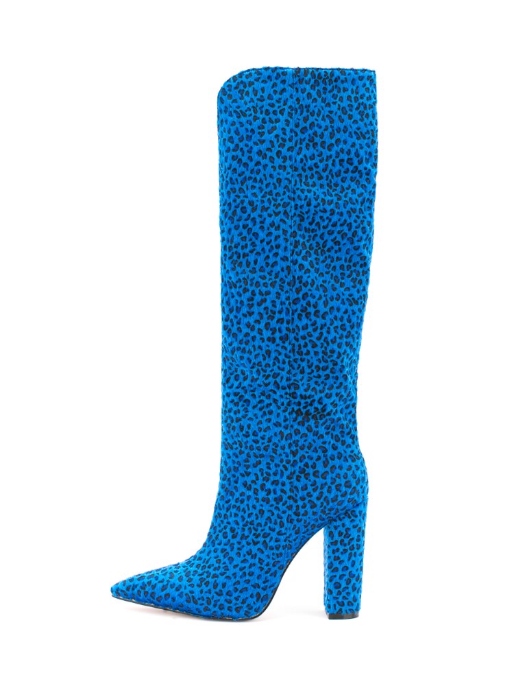 Zebra Pattern Knee High Boots Women Imitation Horse Hair Suede