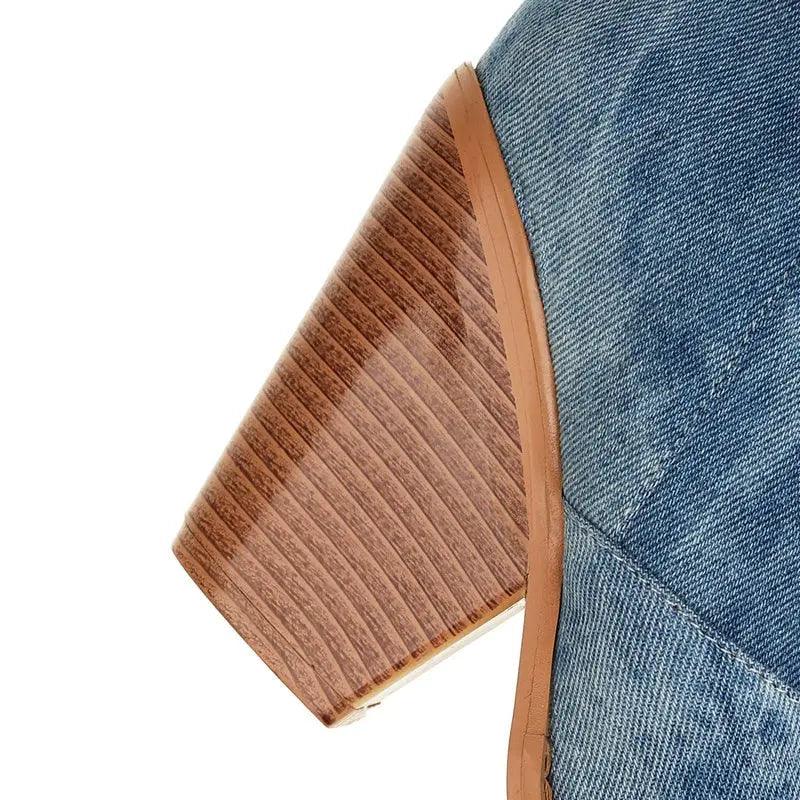 Fashion Denim Western Women Knee High  Boots eprolo