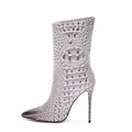 Crocodile High Heel Short Boot Pointed Thin Heel Ankle Boots eprolo