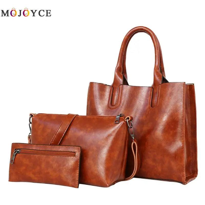 3 Pcs/Set Oil Wax Leather Women Handbags eprolo