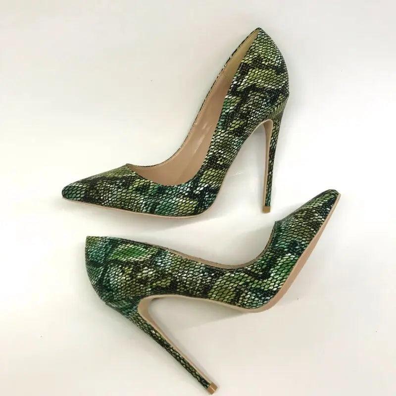 Tikicup Green Python Pattern Embossed Women Sexy Stilettos High Heels eprolo