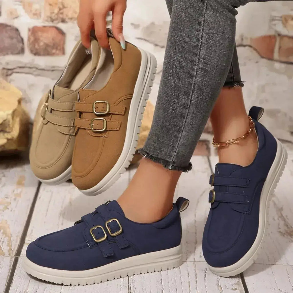 Buckle Accent Casual Loafers - DaisyDrop 