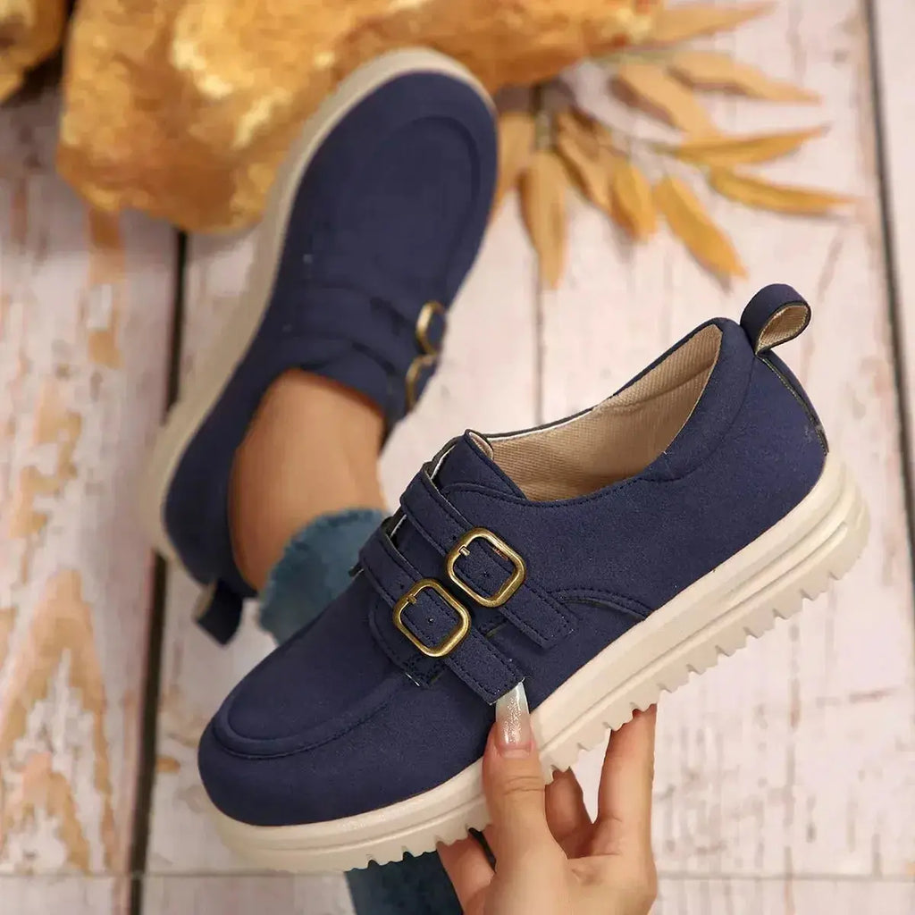 Buckle Accent Casual Loafers - DaisyDrop 