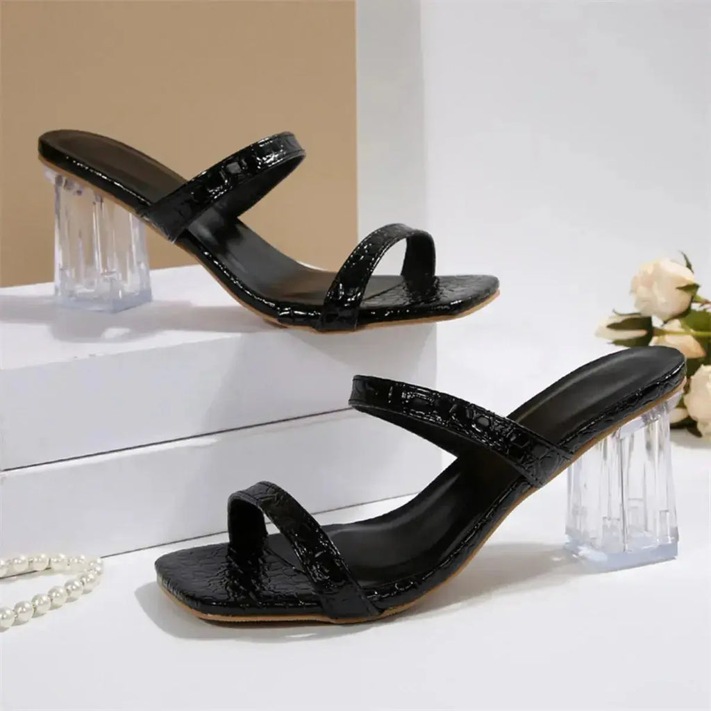 Open Toe Strappy Block Heel Sandals - DaisyDrop 