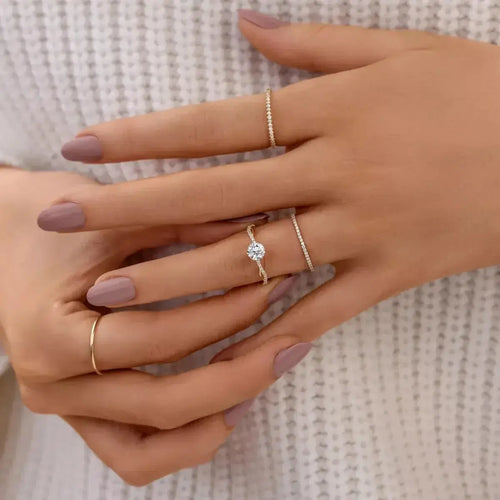 925 Sterling Silver Zircon Ring - DaisyDrop 