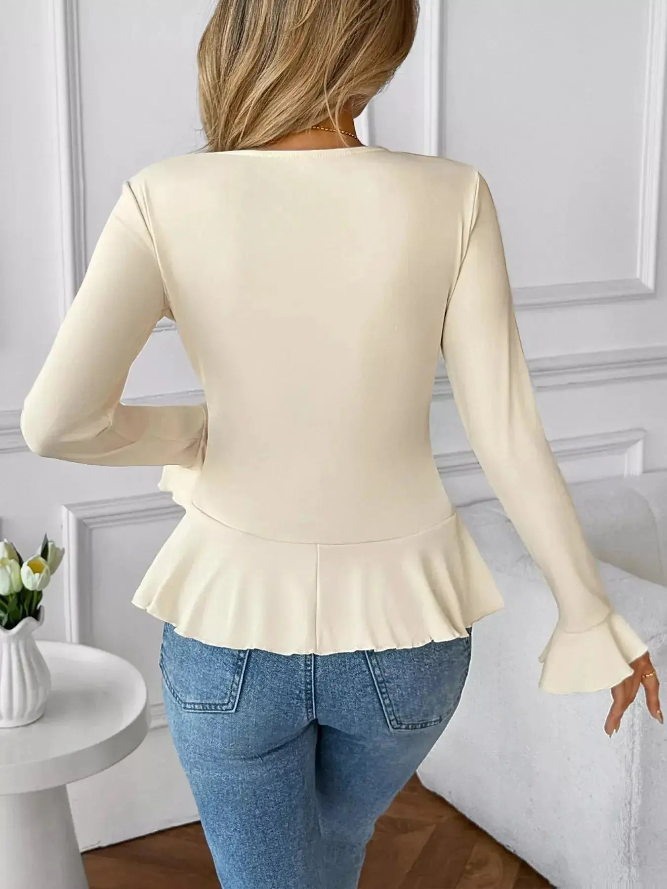 Ruffled Flounce Sleeve Blouse - DaisyDrop 