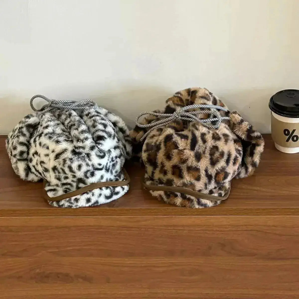 Leopard Print Faux Fur Trapper Hat - DaisyDrop 