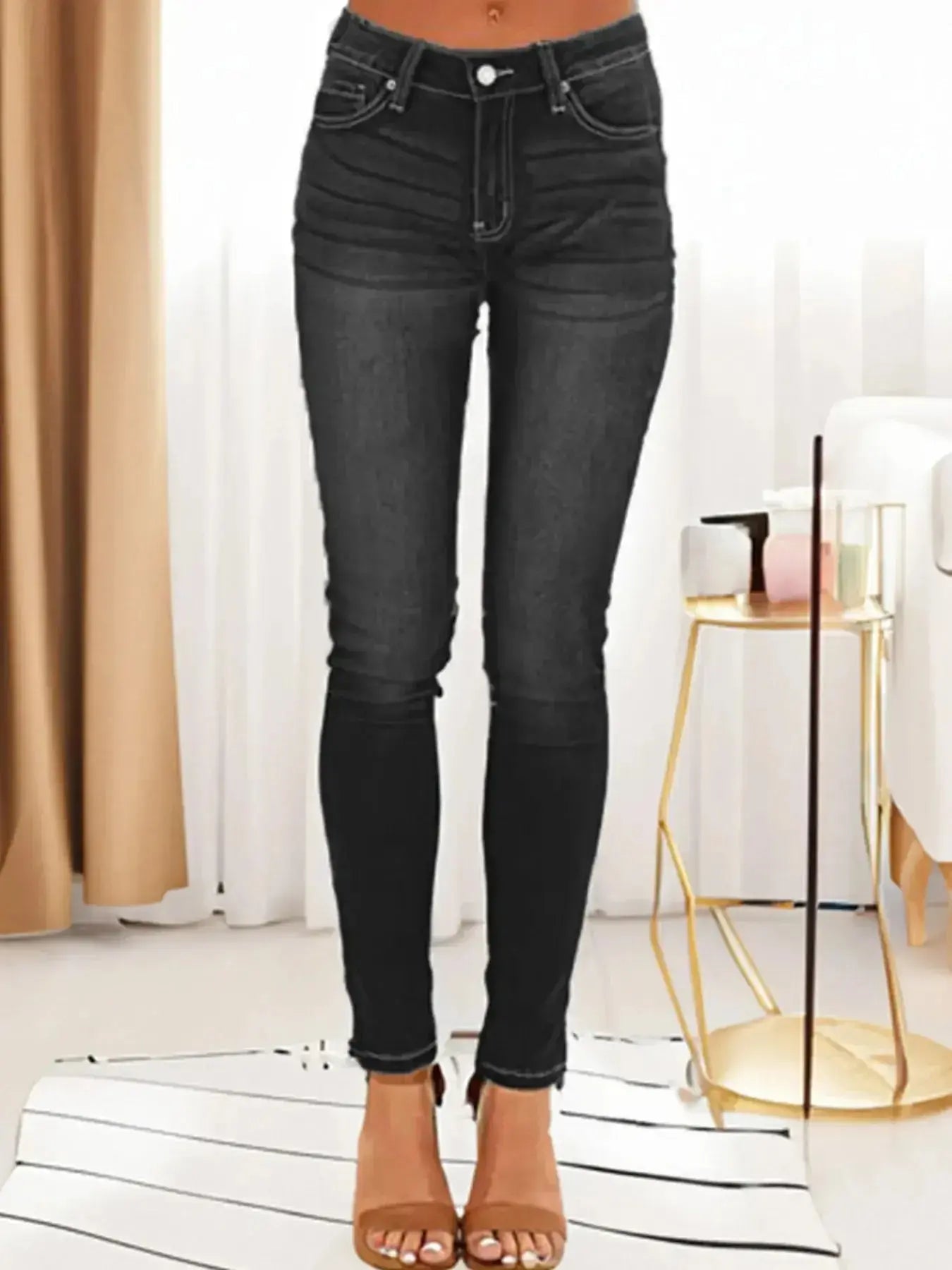 Skinny Fit Washed Jeans - DaisyDrop 