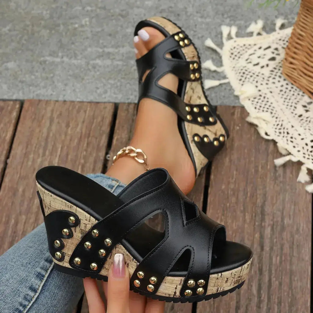 Open Toe Wedge Sandals - DaisyDrop 
