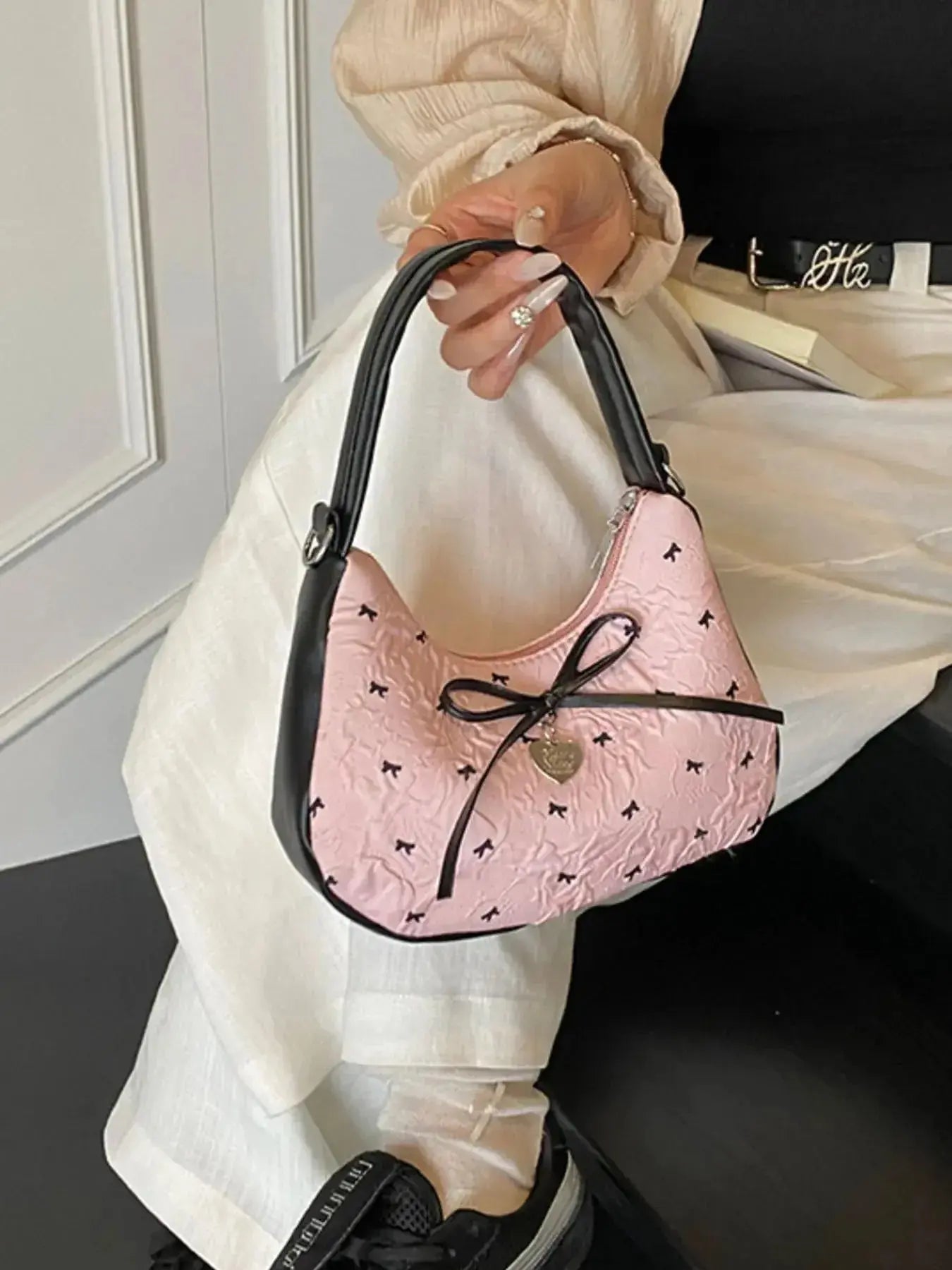 Printed Bow Shoulder Bag - DaisyDrop 