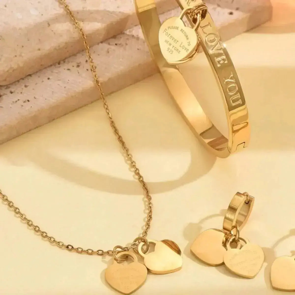 18K Gold-Plated Heart Jewelry Set - DaisyDrop 