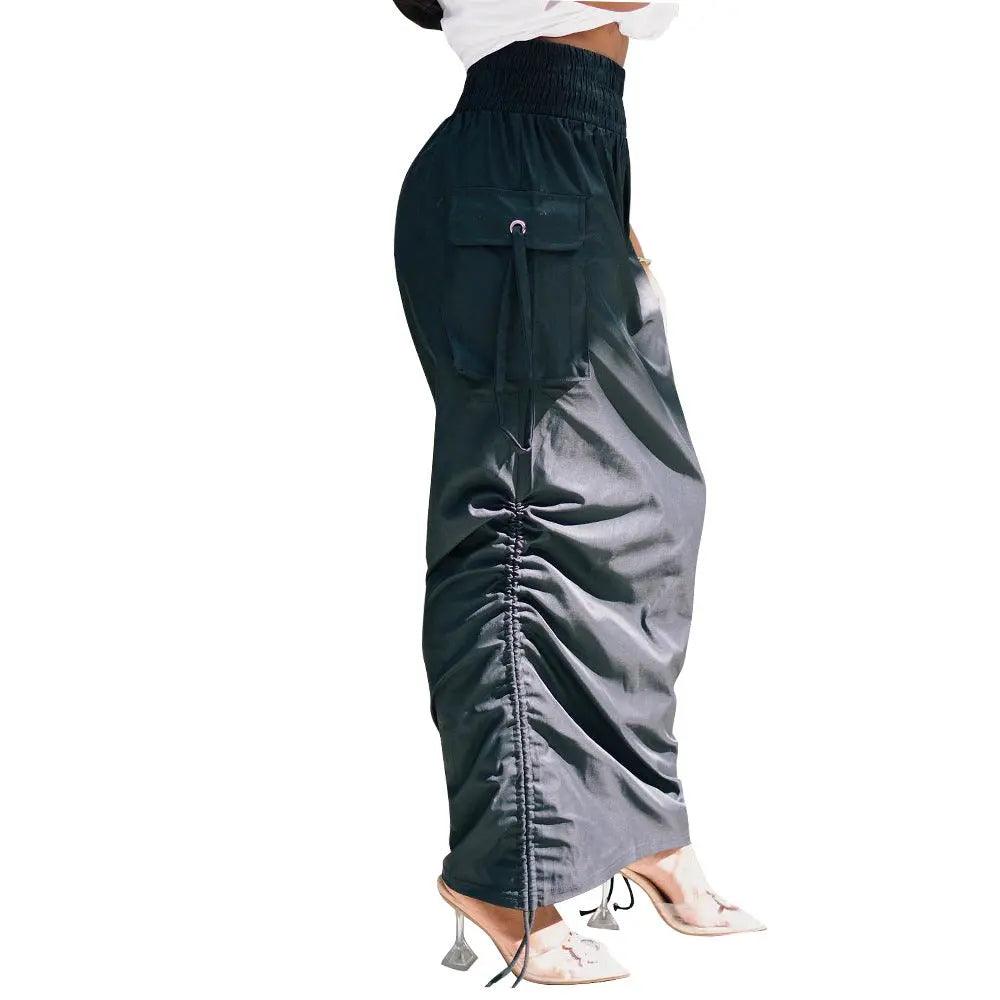 High Waist Drawstring Midi Casual Skirt eprolo