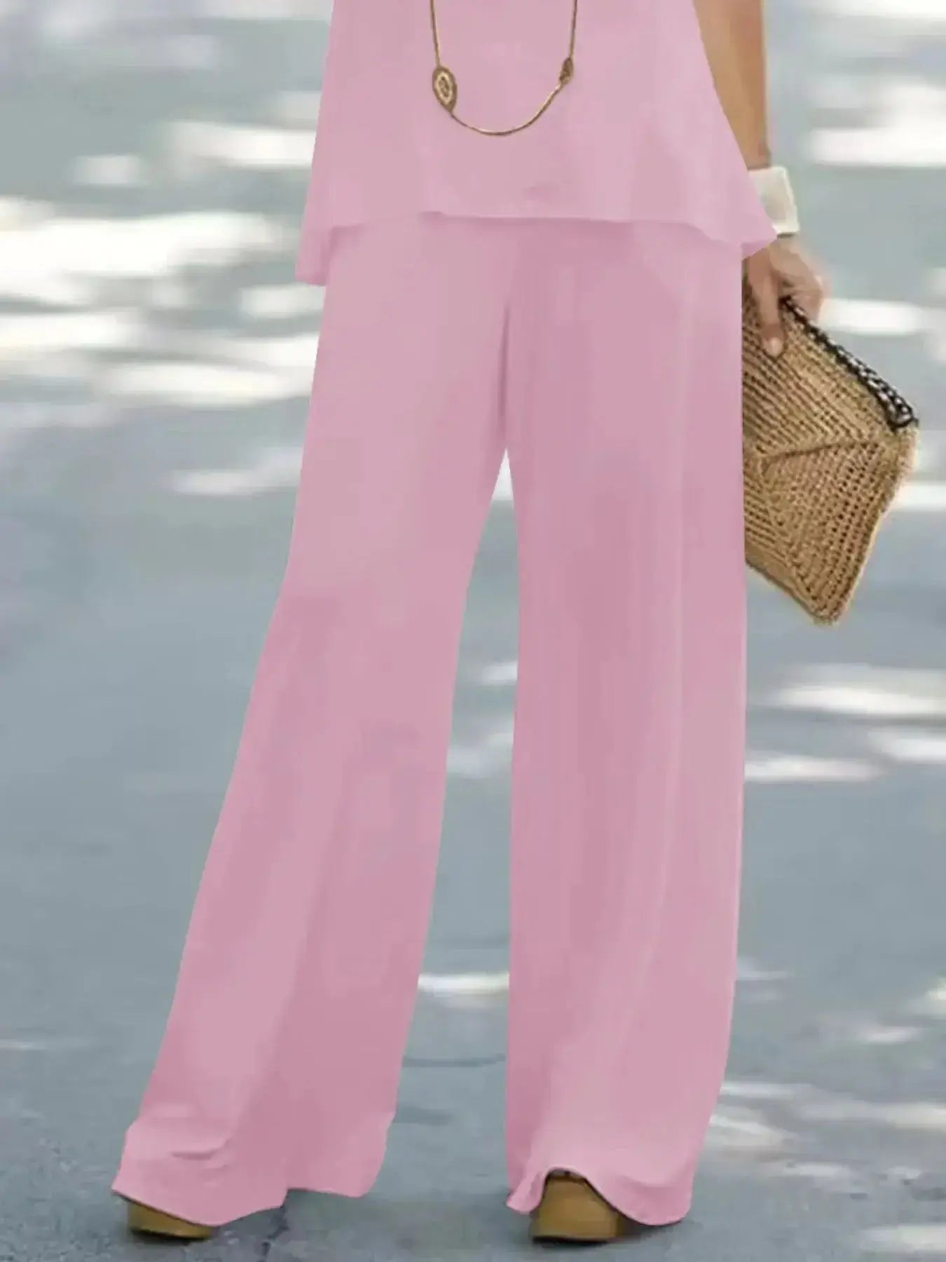 Halter Top and Wide Leg Pants Matching Set - DaisyDrop 
